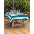 thumbnail image 3 of Outdoor Table Cloth with Umbrella Hole and Zipper, Teal Striped Waterproof Rectangle Tablecloth 52"x70", Simple Art Vertical Stripe Farmhouse Washable Table Cover for Outside Party Patio Picnic, 3 of 8