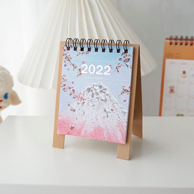 CAROOTU Mini Desk Calendar 2022 Arts Creative DIY Mini Calendar Cartoon Desktop Ornament Monthly Calendar