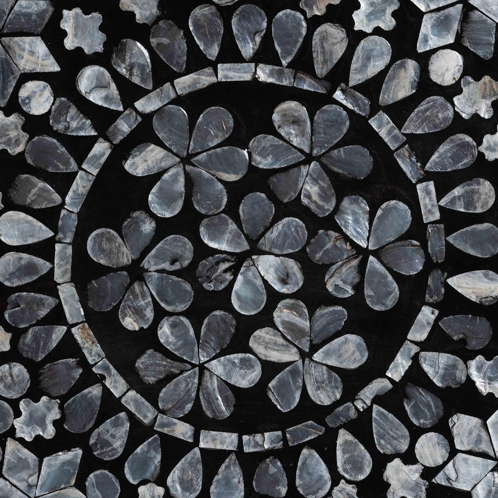 bali & pari Elara Coastal End Table, Mosaic Black