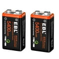 thumbnail image 3 of EBL USB Rechargeable 9V Lithium Batteries - 5400mWh Long Lasting 9 Volt LI-ion Batteries (6 Pack), 3 of 8