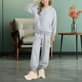 thumbnail image 2 of UACY Teen Girls 2 Piece Sweatsuits Fleece Hoodies Jogging Set Youth Kids Ribbed Cuffs Oversized Pockets Sweatpants Outfits ﻿ (Grey, 11-12 Years), 2 of 9