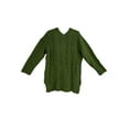 thumbnail image 4 of Large size women's casual sweater, women's solid color long sleeve V-neck mid-stretch knit pullover, 4 of 5