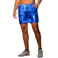 thumbnail image 4 of Pantalones cortos metálicos INSPIRE CHIC para hombres con cordón elástico, holográficos, brillantes y llamativos, con bolsillo, 36 azul, 4 of 5