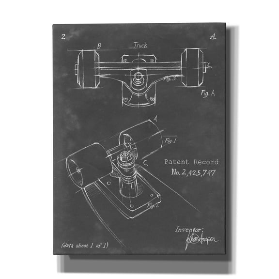 Epic Graffiti 'Skateboard Blueprint 2' by Ethan Harper Canvas Wall Art, 12" x 16"