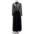 thumbnail image 4 of Women Sexy Mesh Sheer Dress Long Sleeve Turtleneck Rhinestone Sundress, 4 of 7
