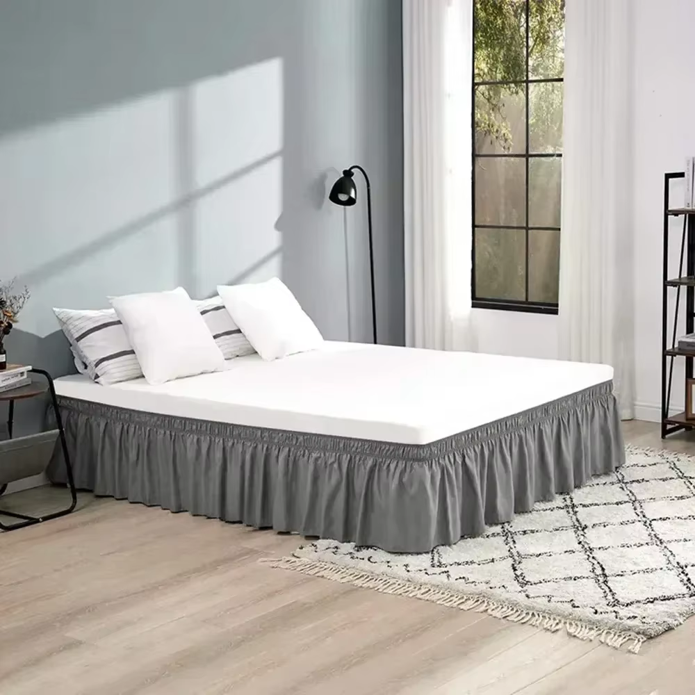 thumbnail image 5 of AIGIA Elastic Wrap Around Bed Skirt Dust Ruffle Smooth Soft Bed Frame Cover 15-inch Drop Easy To Put On, 5 of 6