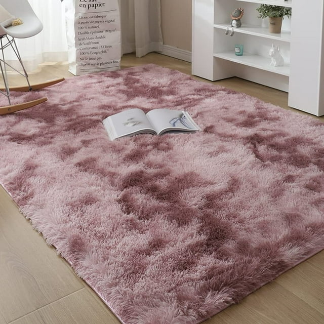 5X10 Area Rug, Fluffy Rugs for Bedroom, Large Shaggy Plush Rugs for Kids Girls Baby Room, Super Soft Area Rug for Living Room, Non-Slip Fuzzy Rug for Nursery Dorm, Home Decor, Pink