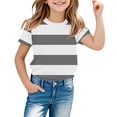 thumbnail image 2 of Ruyang Kids Girls Striped T Shirts Round Neck Loose Fit Short Sleeve Summer Casual Lightweight Outdoor Athletic Tee Tops, 2 of 7