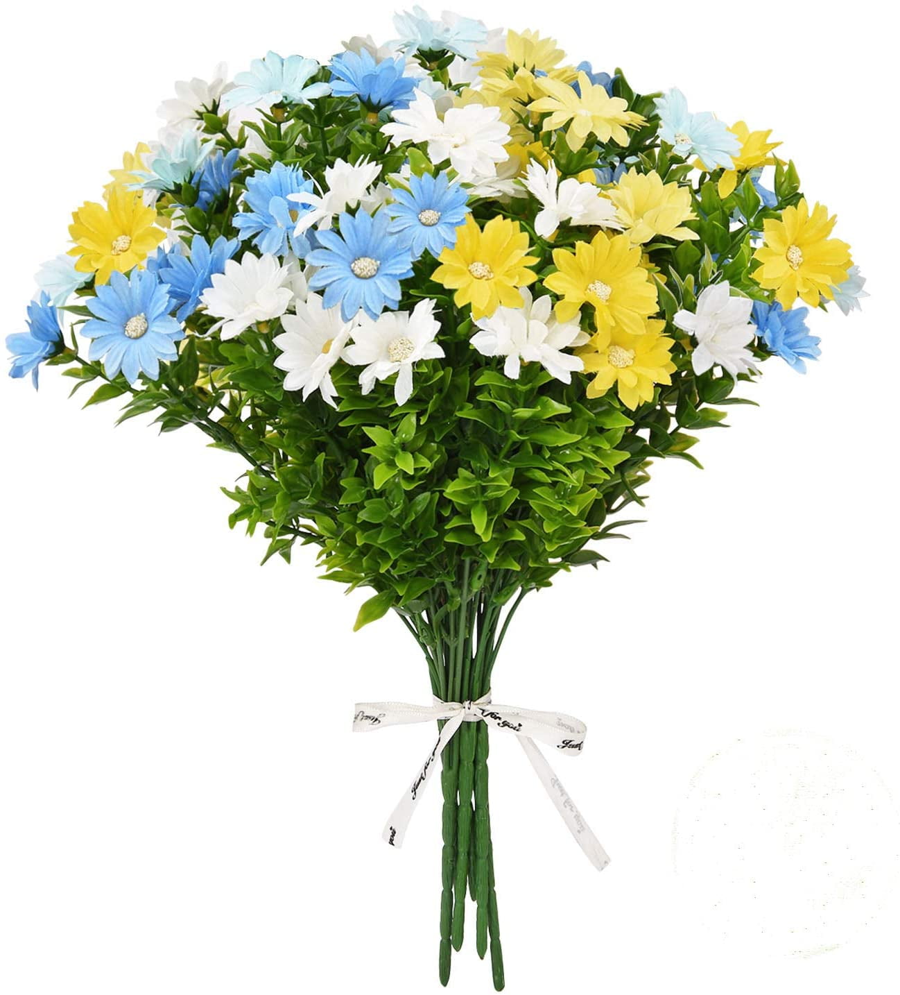Asisol 6 Bundles Artificial Daisies Flowers Fake Colorful Daisy Bouquet