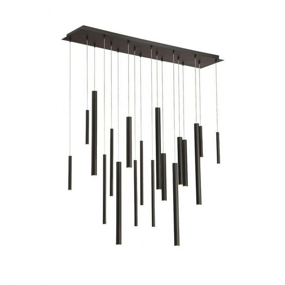 Contemporary 18-Light Linear Led Chandelier with Metal Extruded Tubes Cylinder Design 20 X 10 inches Chandeliers-Black Finish Bailey Street Home