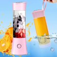 thumbnail image 1 of Licuadora portátil para jugos, batidos, jugos de frutas y verduras, batidora, 480 ml, sin BPA, mini licuadora USB para batidos rosa, 1 of 5