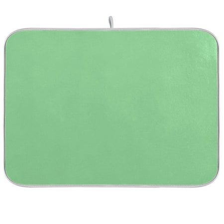 

Dish Drying Mat 18 x 24 Highly Absorbent Microfiber for Dishes Utensils Light Green Pattern