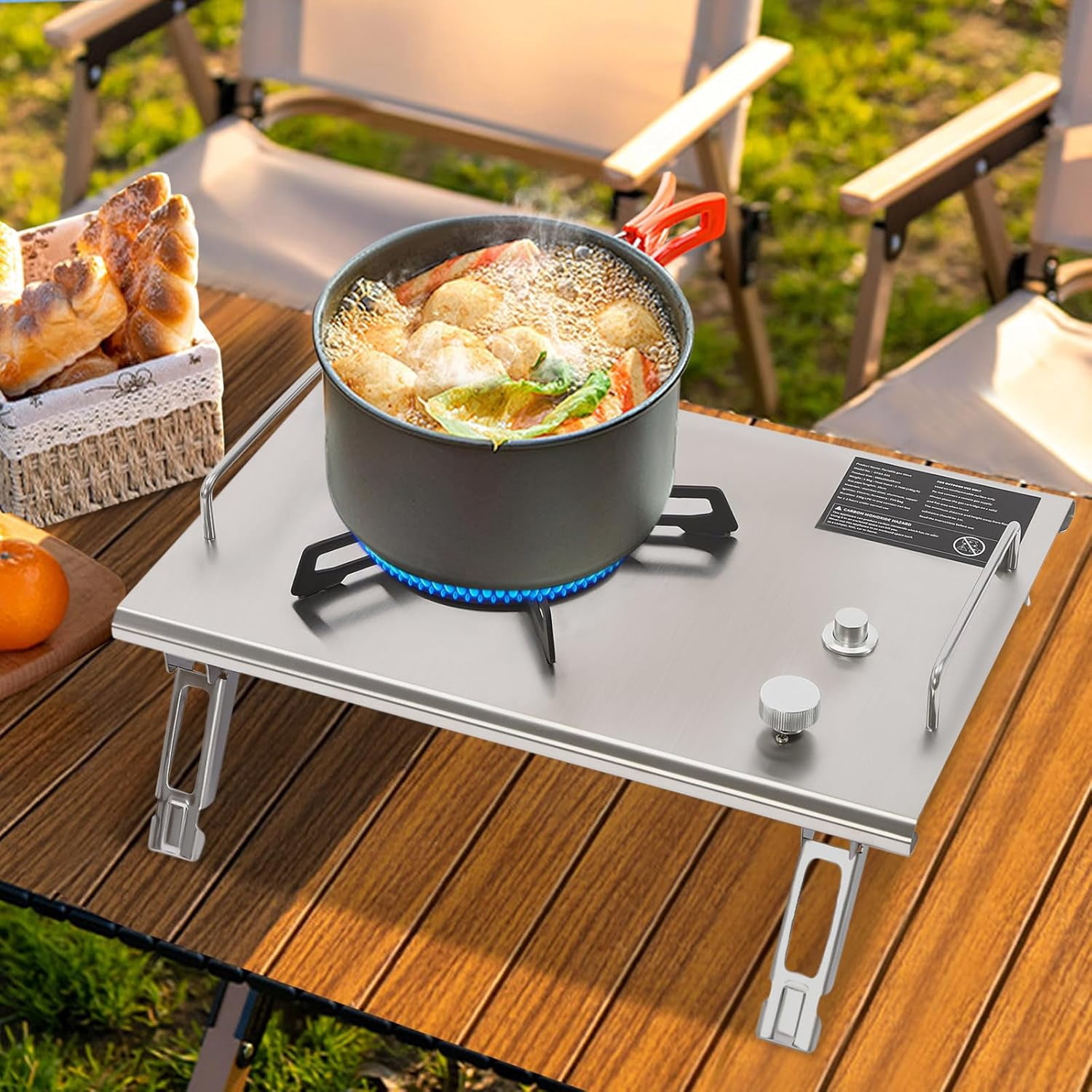 Portable Outdoor Gas Stove 13,648 BTU, Stainless Steel, Single-Burner Stove Camping Burner for Outdoor Cooking Turkey Fry, Crawfish Boil, Homebrewing, Sliver
