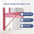 thumbnail image 4 of UBesGoo Queen Metal Loft Bed Frame with Horizontal Guardrail, Vertical Ladder with Rubber Anti-Slip Pads, Safe Heavy-Duty Frame, Pink, 4 of 6
