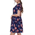thumbnail image 2 of Fotbe Robe Motif Étoiles Américaines Décontractée Mode Femme Manches Courtes Robe Maxi Robe T-Shirt Rayée Longue à Blocs de Couleur, 2 of 6
