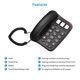 thumbnail image 4 of Large Button Wired Phone Desktop Fixed Phone Wall-Mounted Phone Supports Hands-Free/Redial/Flash Disconnect, 4 of 5