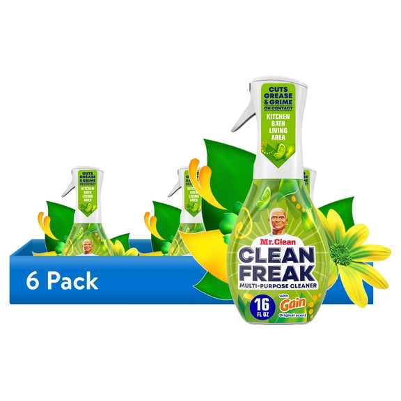 (6 pack) Mr. Clean Clean Freak All Purpose Cleaner Spray, Multi-Surface Cleaning, Gain, 16 fl oz