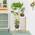 thumbnail image 3 of Wisfor 3 Tier Plant Stand Bamboo Flower Ladder Shelf Rack Indoor Outdoor with Plastic Tray, 31.5in, 3 of 11
