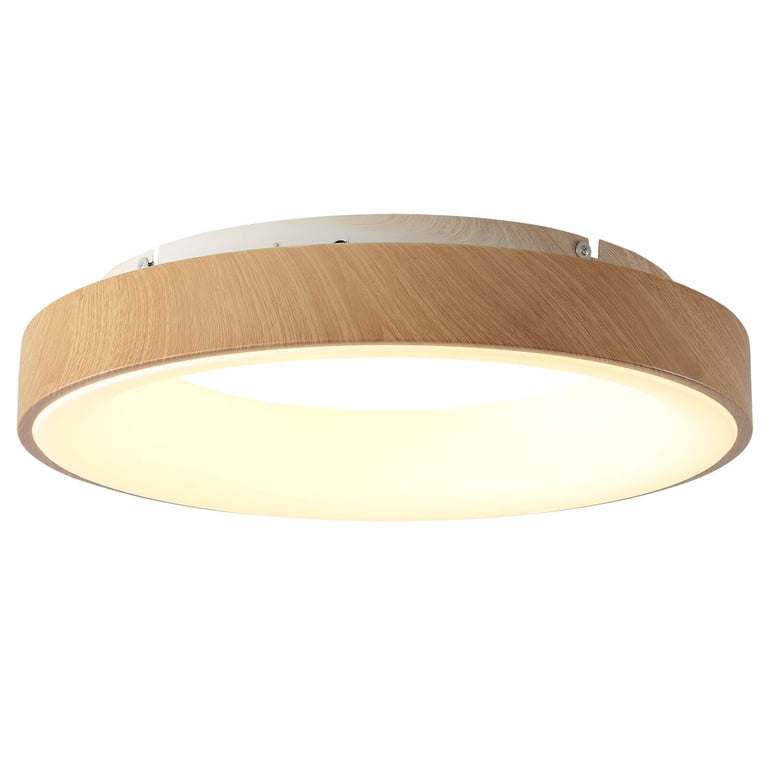 Fulesi 11.8" Wood-Grain Ceiling Light – Dimmable LED, Semi-Flush Mount For Kitchen, Bedroom Or Hallway