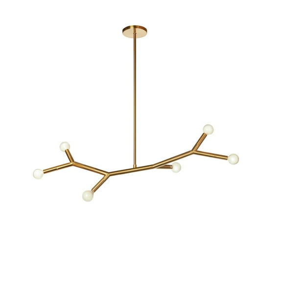 Dainolite 6 Light Horizontal Pendant in Aged Brass