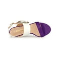 thumbnail image 4 of BLISSFUL STEP Slingback Sandals Contrast Color Chunky Heel Big Circle Buckle Sandals Purple White 5.5, 4 of 7