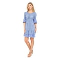 thumbnail image 1 of Summer Womens Boho Peasant Floral Lace Ruffle Hem Bell Sleeve Mini Dress, 1 of 5