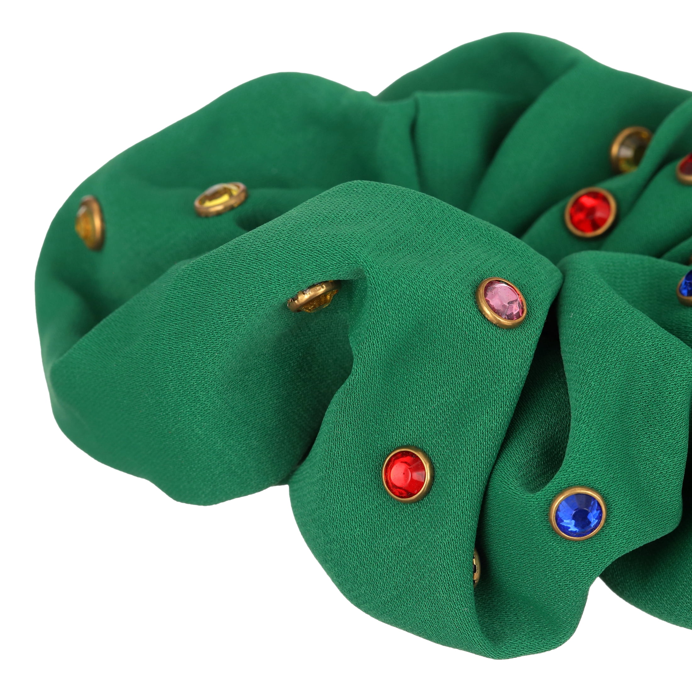 Packed Party “Such a Stud” Rhinestone Studded Green Polyester Hair Scrunchie, Ponytail Holder