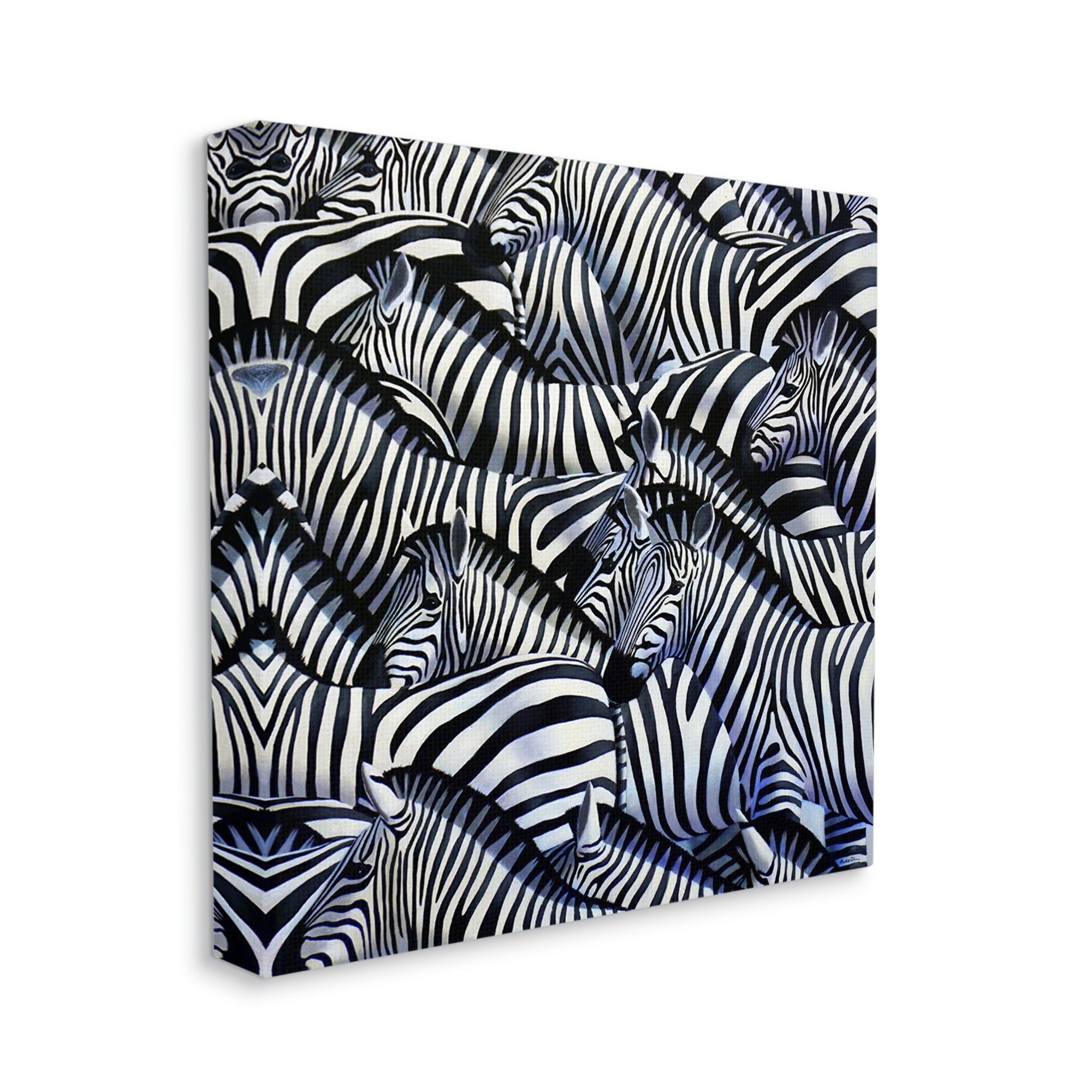 Stupell Industries Crowded Zebra Herd Black Stripes Animals Painting Graphic Art Gallery Wrapped Canvas Print Wall Art, Design by Alan Weston