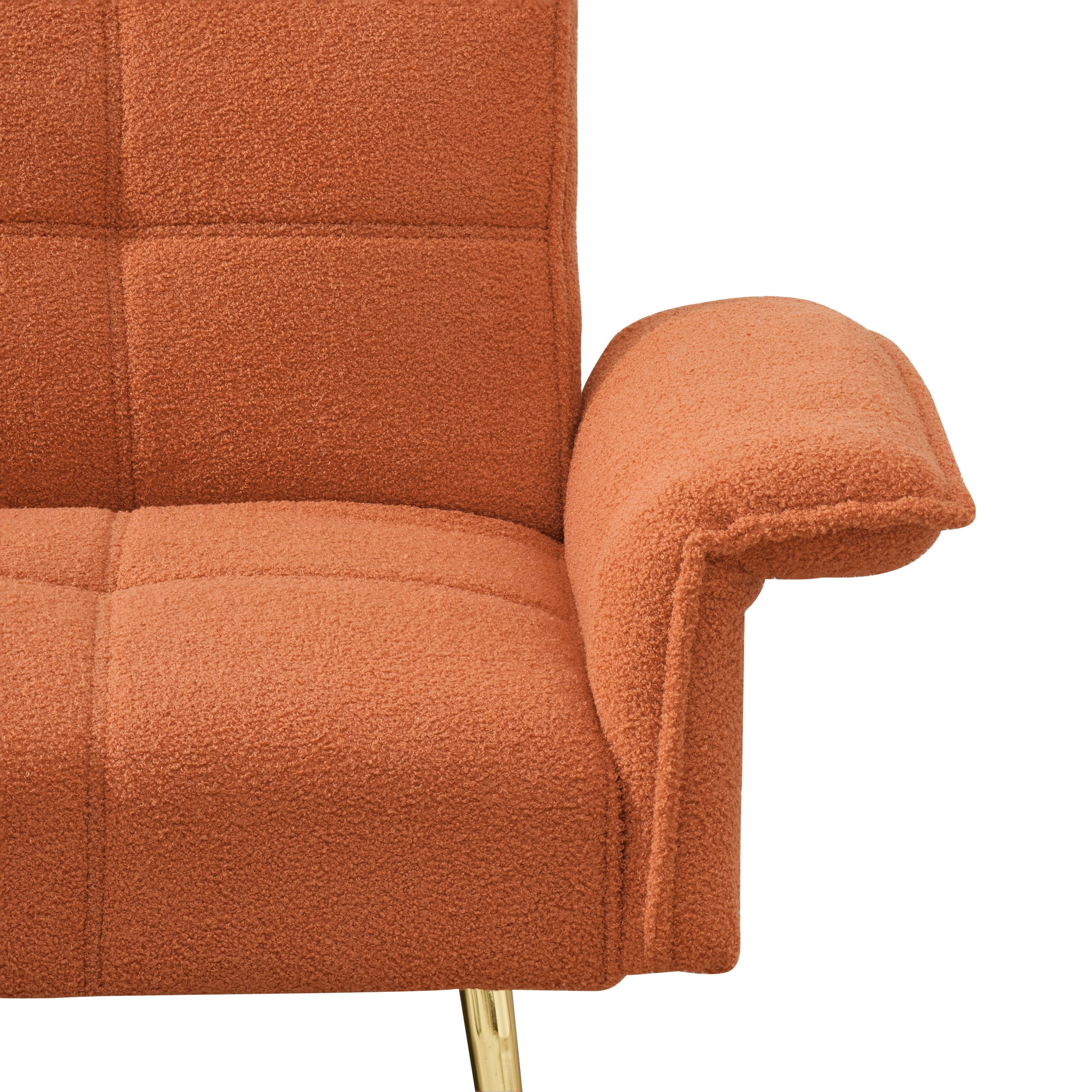 Aukfa 79" Teddy Fleece Convertible Futon Sofa Bed, 3-Position Adjustable Armrests, 2 Pillows, Orange