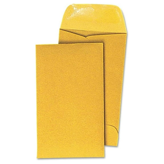 UNV35301 #3 Round Flap Gummed Closure 2.5 in. x 4.25 in. Coin Envelopes - Light Brown (500/Box)