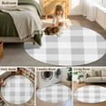 thumbnail image 6 of Grey Plaid 3ft Area Rug, Spring Summer Farmhouse Buffalo Checkered Washable Non-Slip Small Round Rugs for Entryway Bedroom Kitchen, Soft Circle Carpet for Dining Room, Playroom Nursery Rug, 6 of 9