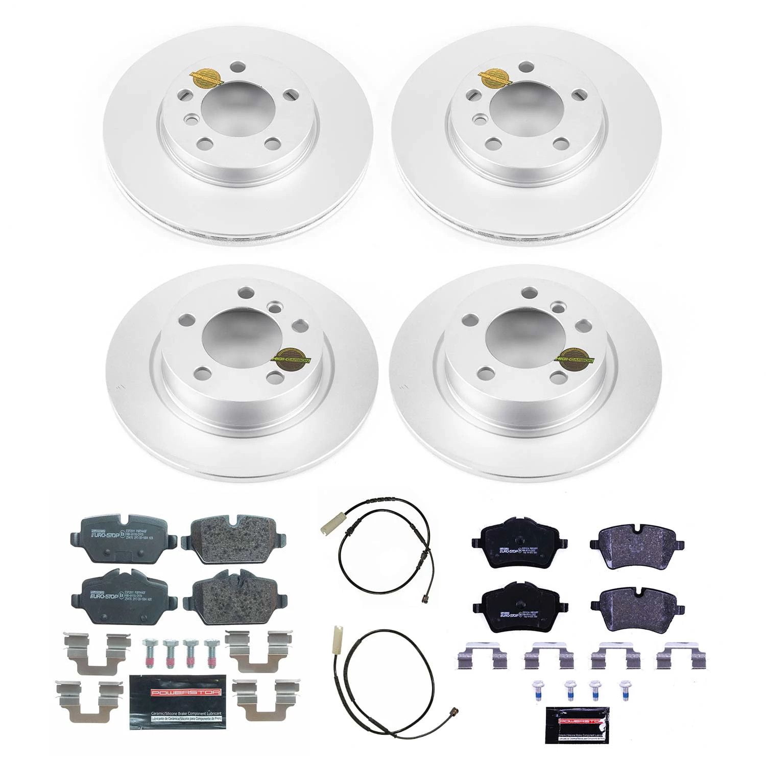 Power Stop Front and Rear Euro-Stop ECE-R90 Certified Brake Pad and Rotor Kit ESK6663