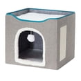 thumbnail image 1 of Cama plegable para gatos, cueva de juego interactiva, casa universal para gatos de invierno Gris oscuro, 1 of 9