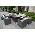 thumbnail image 2 of 7-Piece Wicker Patio Fire Pit Conversation Set with Ice Container and Gray Cushions, 2 of 10
