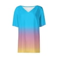 thumbnail image 4 of Annhoo Women'S Summer Clothes Oversized V-Neck Gradient Tops Loose Short Sleeve Blouse Going Out Trendy T-Shirts, 4 of 7