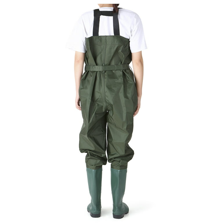 Lovote 2-Ply Waterproof Chest Waders Fishing Hunting Nylon Rubber Bootfoot Men Women Non-Slip Boots Green US Size 11, adult Unisex, Size: US 11