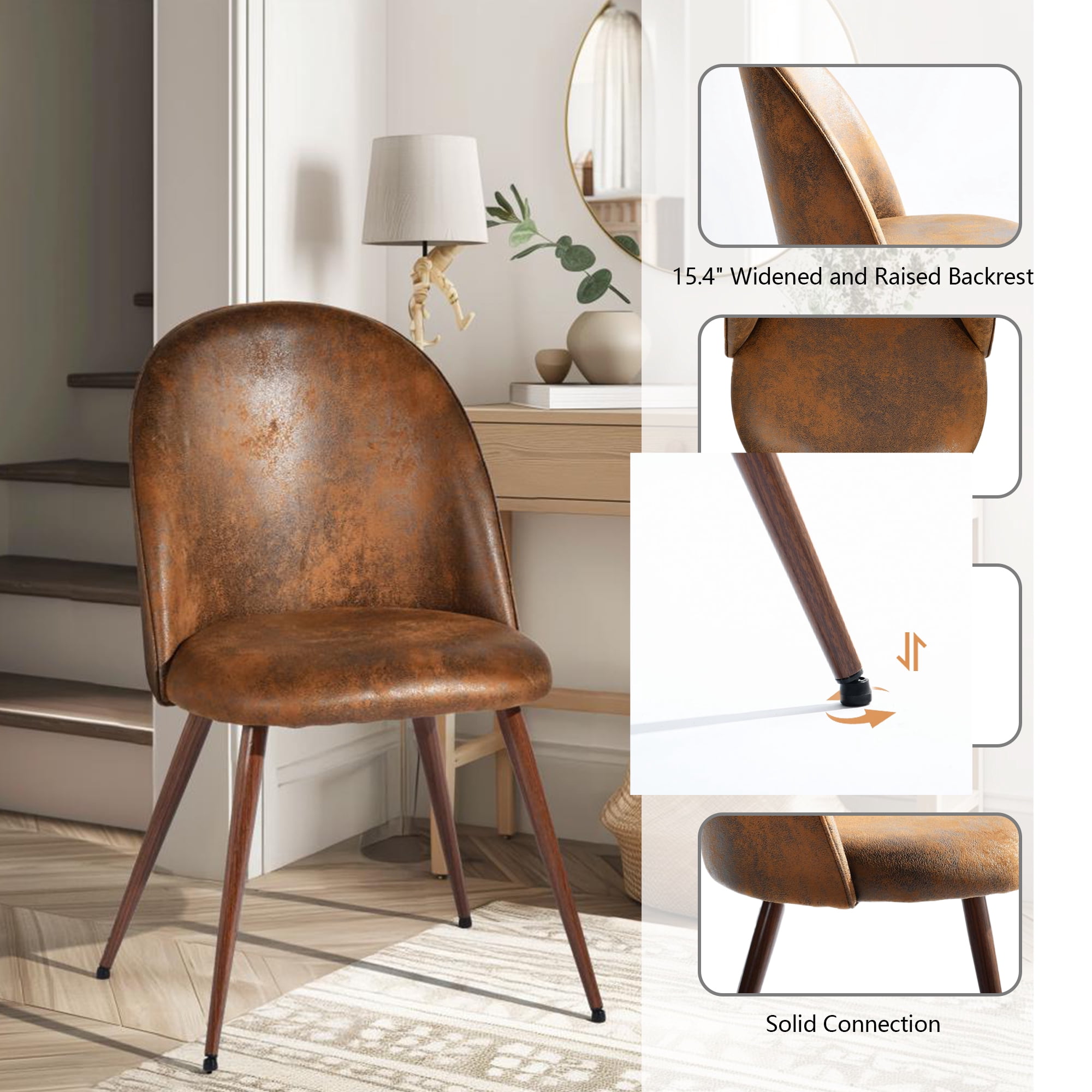 Homy Casa Accent Chair Set of 2, Stylish Chairs for Living Room or Entryway Nook, Brown