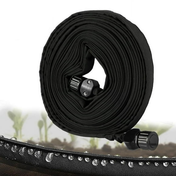 2025 Flat Hose 100 ft for Garden, 1 Linkable Drip Hose Diy Garden Irrigation System Saving 80% Water, Dual-layer Leak-free Design Water Hose with Holes 75FT