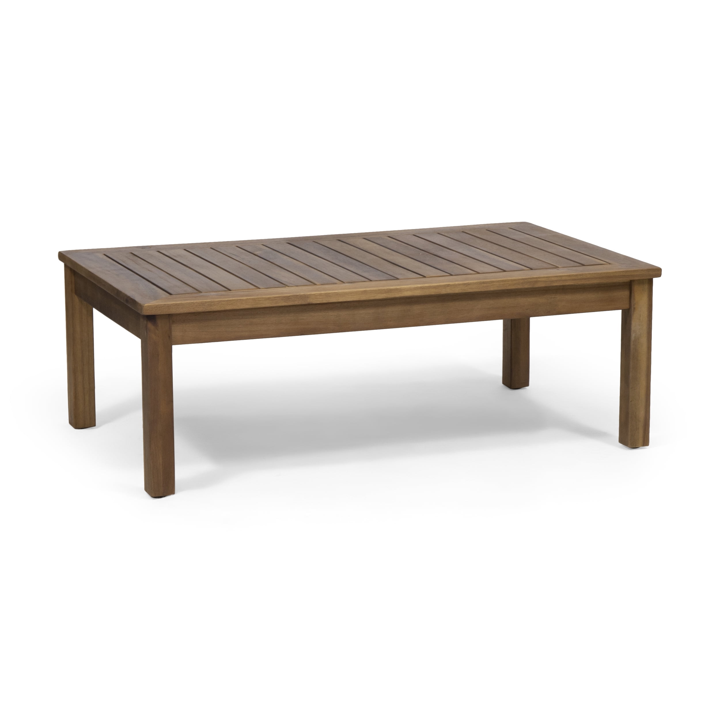 Outdoor Double Sofa and Coffee Table Leisure Set, Acacia Wood and Rattan Integrated Furniture for Patio Garden, Gray and Beige