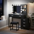thumbnail image 5 of 47" Vanity Desk with Lights, Makeup Vanity Set with Charging Station, Dressing Table with 5 Drawers and Cabinet, Vanity Mirror 3 Lighting Color Adjustable, Black, 5 of 6