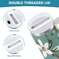 thumbnail image 5 of White Flower Pattern Water Bottles 30oz Insulated Tumblers Double-Walled Ergonomic Handle Leak Proof, 5 of 10