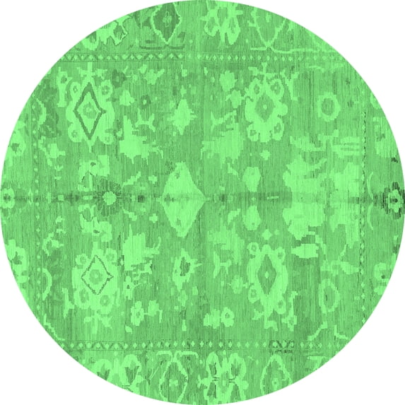 Ahgly Company Indoor Round Oriental Emerald Green Traditional Area Rugs, 3' Round