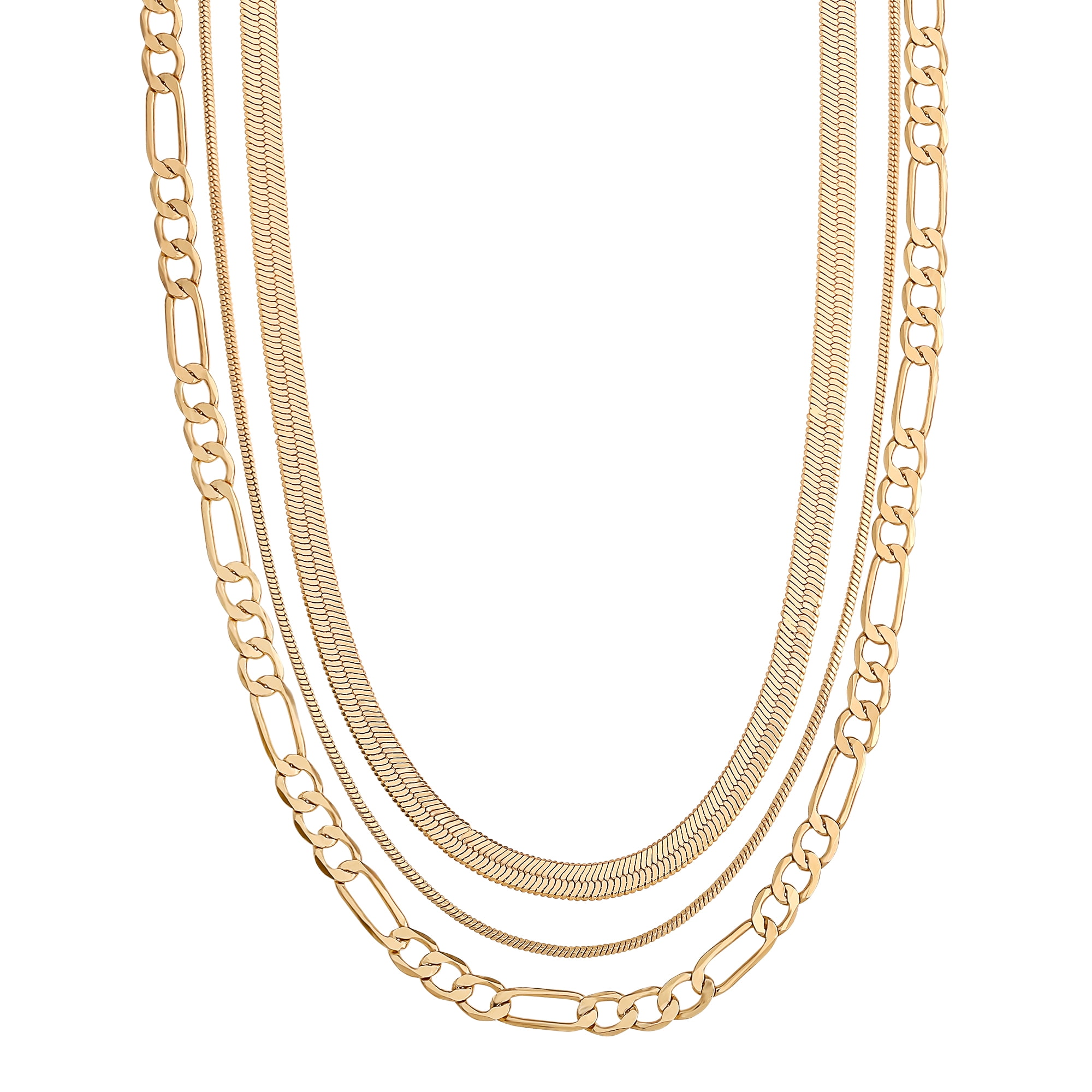 Believe by Brilliance - Women's 14kt Gold Flash Plated Triple Layer Necklace Set
