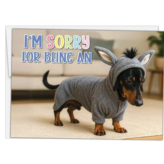 Glory To Dog I'm Sorry for Being An (Ass) Dachshund in Donkey Costume Apology Card