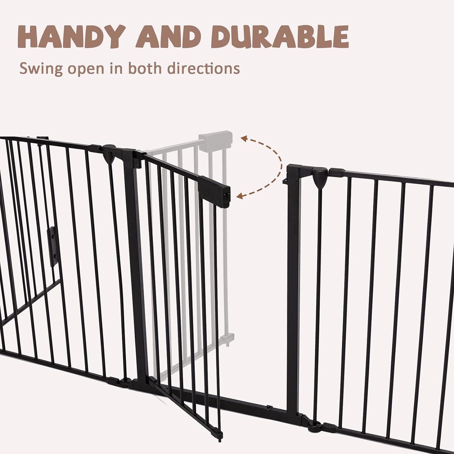 Blotout 118'' Wide Fireplace Safety Fence, Metal Baby Gate with Door, Safety Fence for Baby/Pets/Dogs, 5-Panel