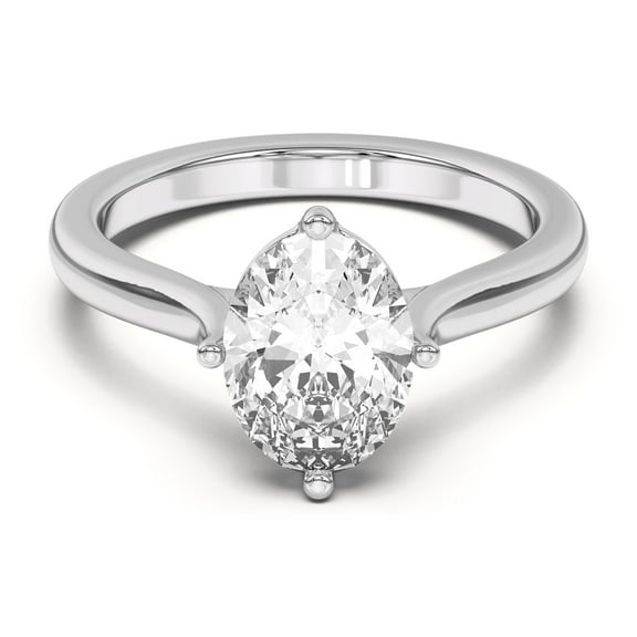 Kiva Jewel 1.88 Ct Oval Cut Lab Created Diamond Engagement Ring - 14K White Gold Plated Wedding Ring for Women - Anniversary Gift for Celebrating Love and Commitment - Bridal Wedding Jewelry