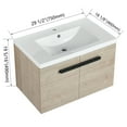 thumbnail image 3 of 30 Inch Floating Bathroom Vanity with Soft Close Doors & Light Oak Plywood Cabinet – Space-Saving Design for Small Bathrooms, Durable Metal Handles, Easy Assembly, 3 of 9