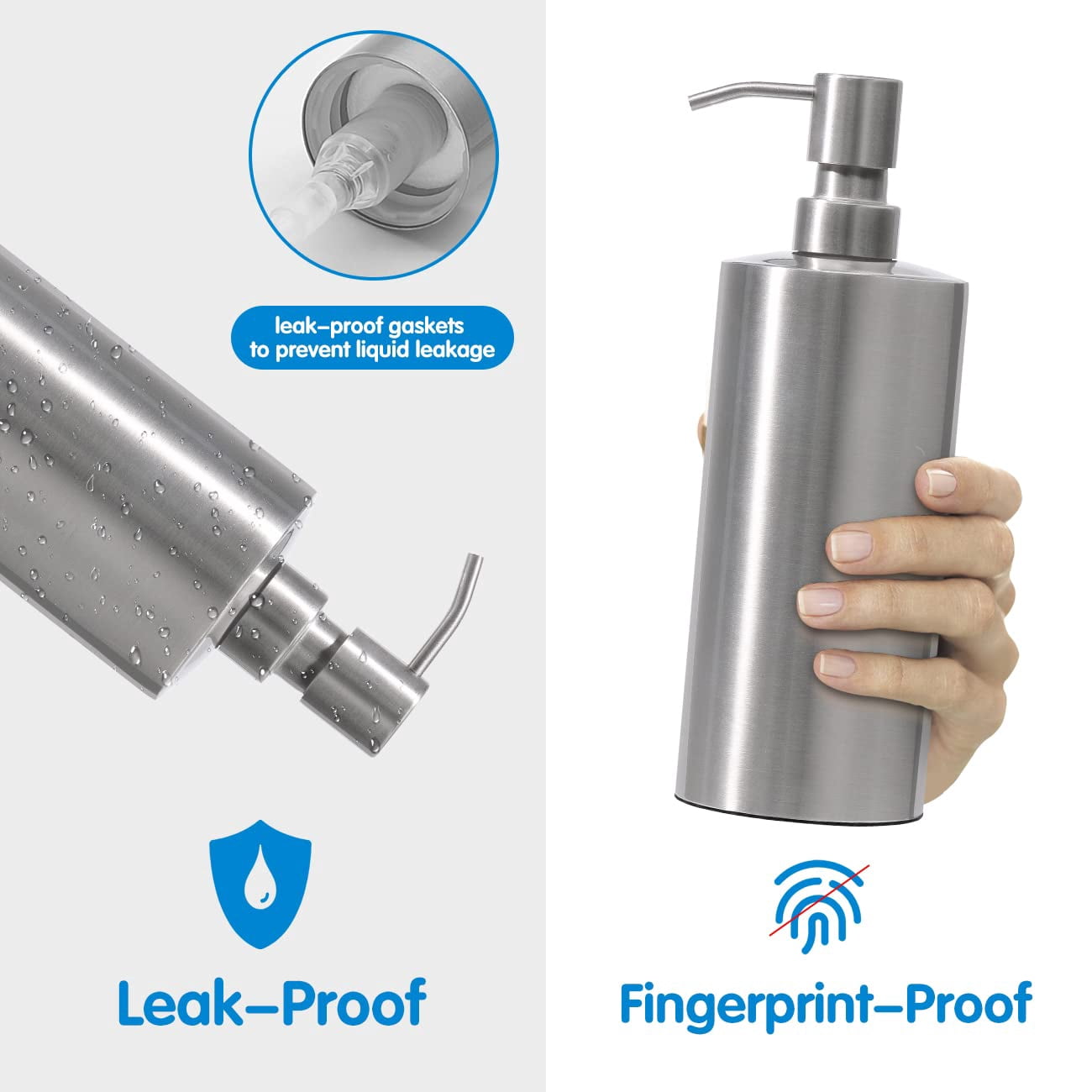 Matte Black Soap Dispenser Stainless Steel 11.8 OZ - Liquid Hand Lotion Dispenser Decor Refillable Dishwashing Soap Dispenser for Kitchen Bathroom Countertops