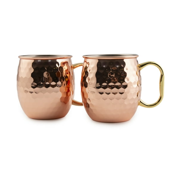 Set of 2 20-ounce Faceted Copper Moscow Mule Mugs - Walmart.com