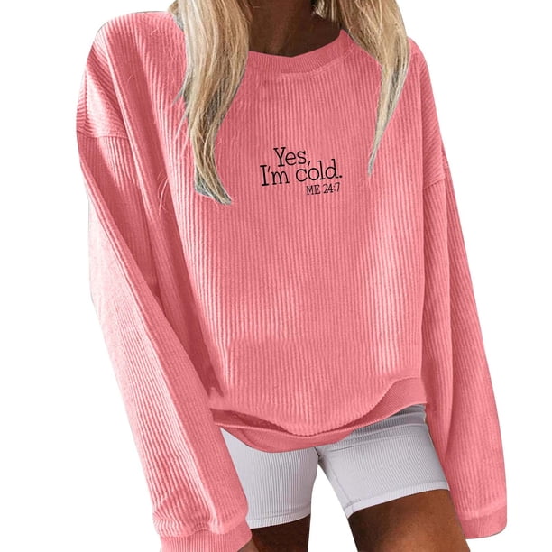 Gibobby Casual Sudadera para Mujer Sudaderas de moda de gran tamaño para mujer con cuello alto manga larga trajes de otoño 2023(Rosa,M)